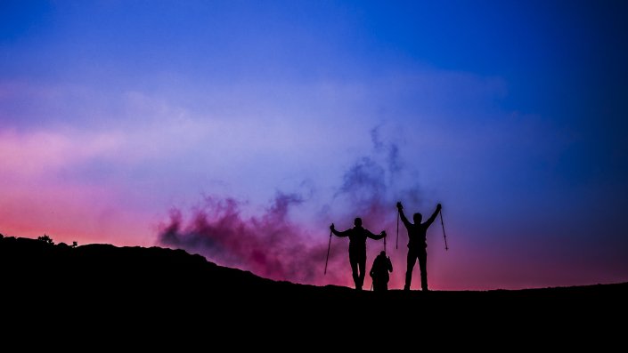 Trekking at Fantastic Sunset